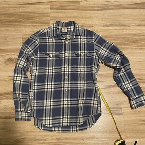 J. Crew Blue and White Plaid Flannel Long Sleeve Shirt - Size S Small